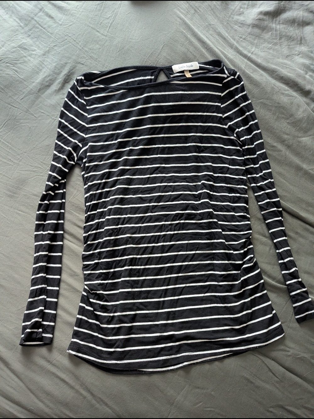 Black and White Striped Long-Sleeve Top